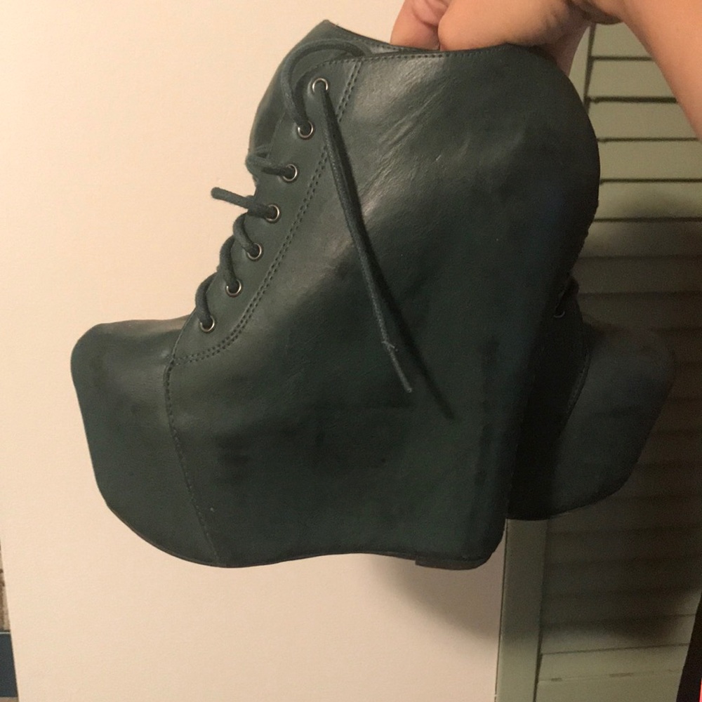 Jeffery Campbell dark green sexy wedges